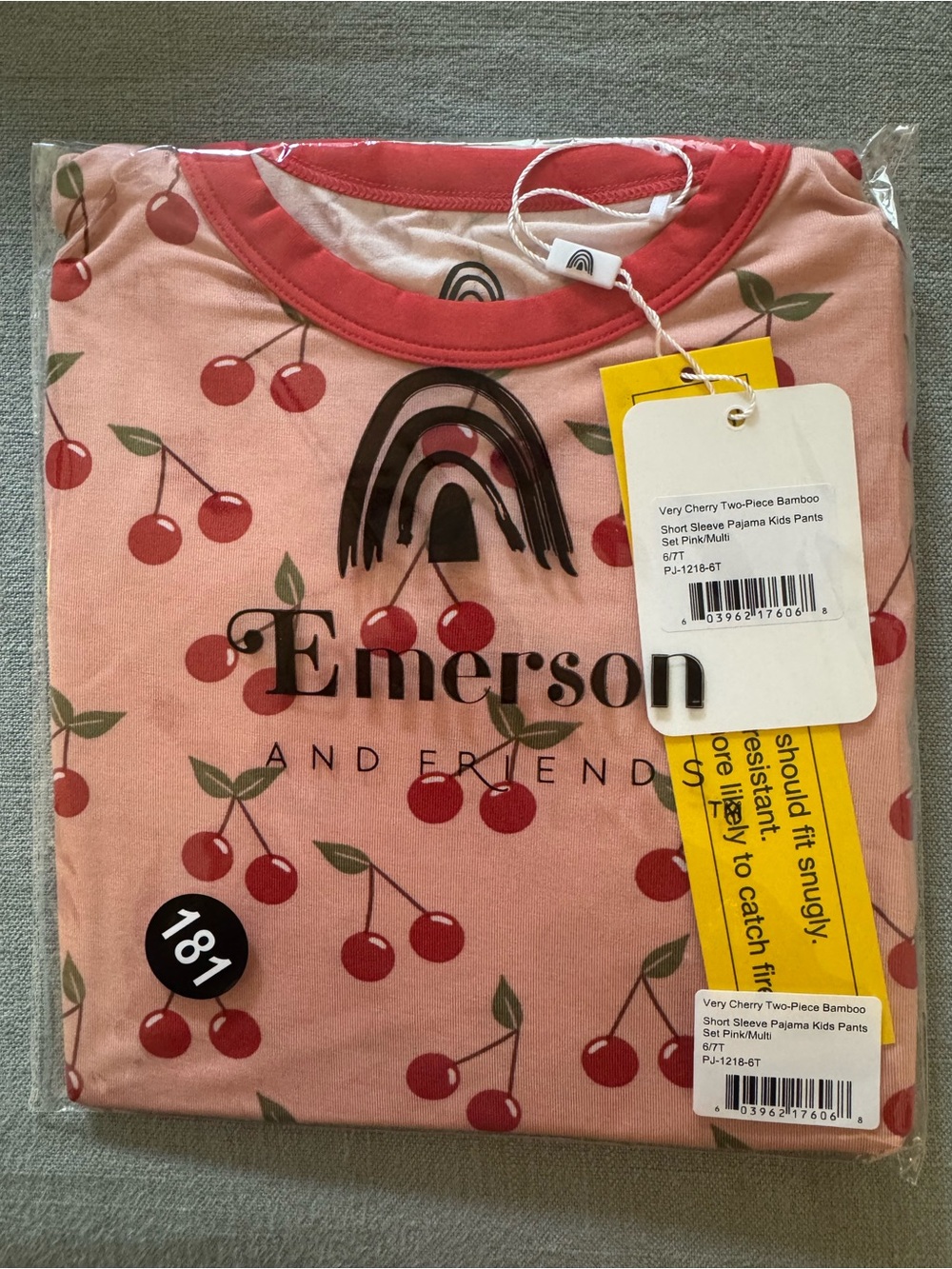 Emerson and Friends Girls' Pink Cherry Pajama Set